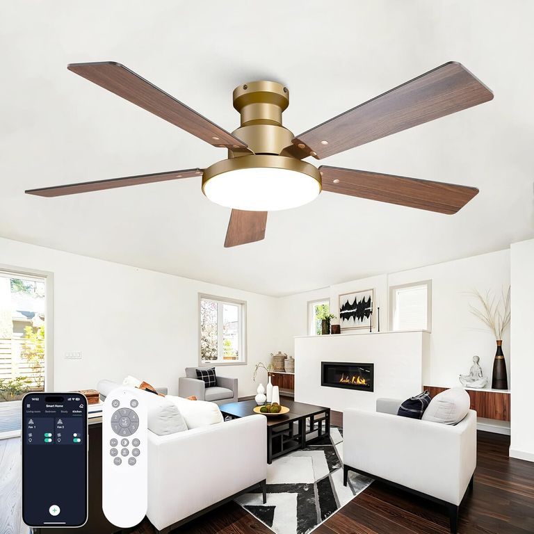 GENERICO Ventilador de Techo Vaczon 52 Pulgadas Oro Luz LED