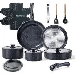 CHEF - Set Cocina Power RockStone 19 Piezas Cerámica Inducción