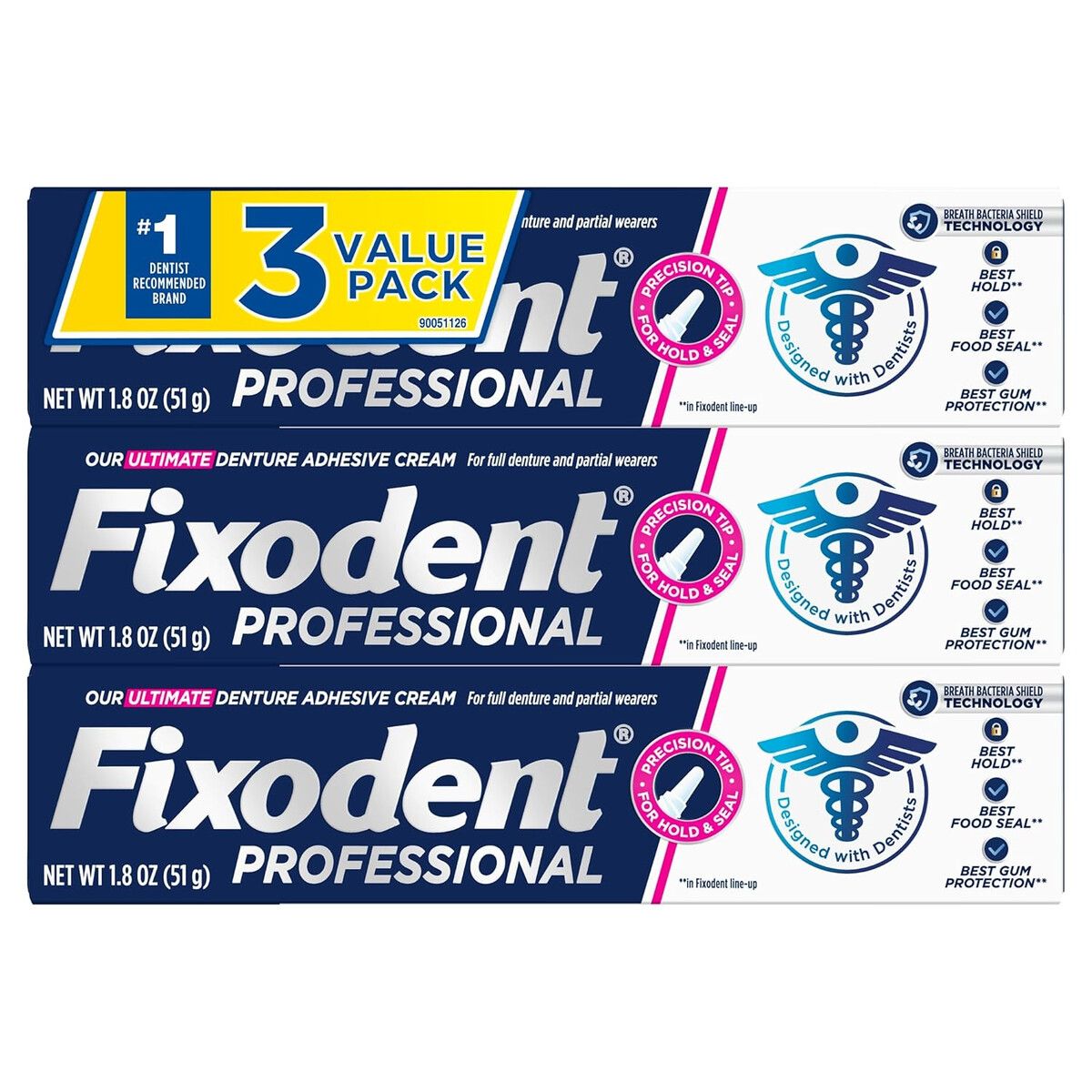 FIXODENT - Crema Adhesiva Dentaduras Fixodent Professional 3x51g Fijación Fuerte