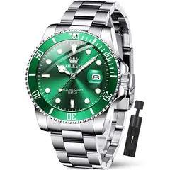 GENERICO - Reloj Hombre OLEVS 5885 41mm Acero Inox Cuarzo Verde