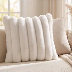 GENERICO - 2 Fundas Cojin Sherpa Suave 45x45 cm - Hygge Nieve Blanco
