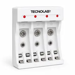 TECNOLAB - Cargador Universal Pilas AA AAA 9V USB-C LED - SC
