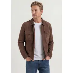 NEW MAN - Overshirt Suede Brown Fw26