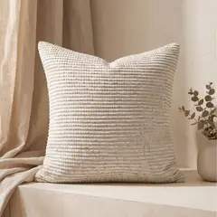 GENERICO - 2 Fundas Cojin Tejido Waffle 45x45 cm - Portland Paja Beige