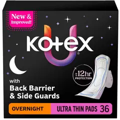 KOTEX - Toallas Ultra Thin Overnight 36 Con Alas Absorción Alta