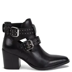 GACEL - Botin de cuero mujer negro Bruna