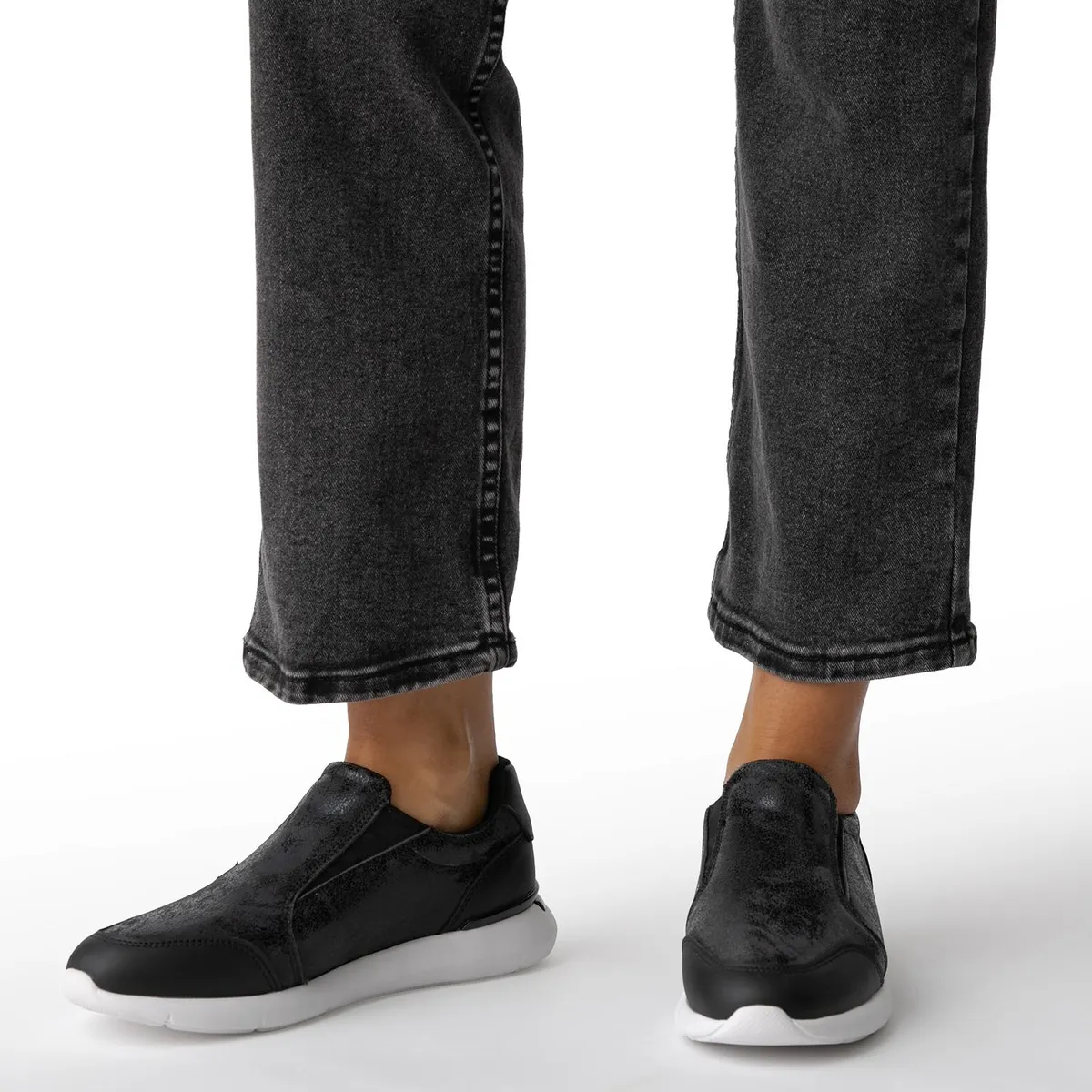 GACEL - Zapatilla de cuero mujer Gacel negro Steffy