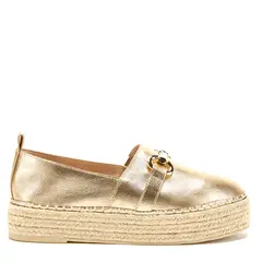 GACEL - Alpargata de cuero mujer Dorado Maira