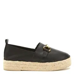GACEL - Alpargata de cuero mujer negro Maira