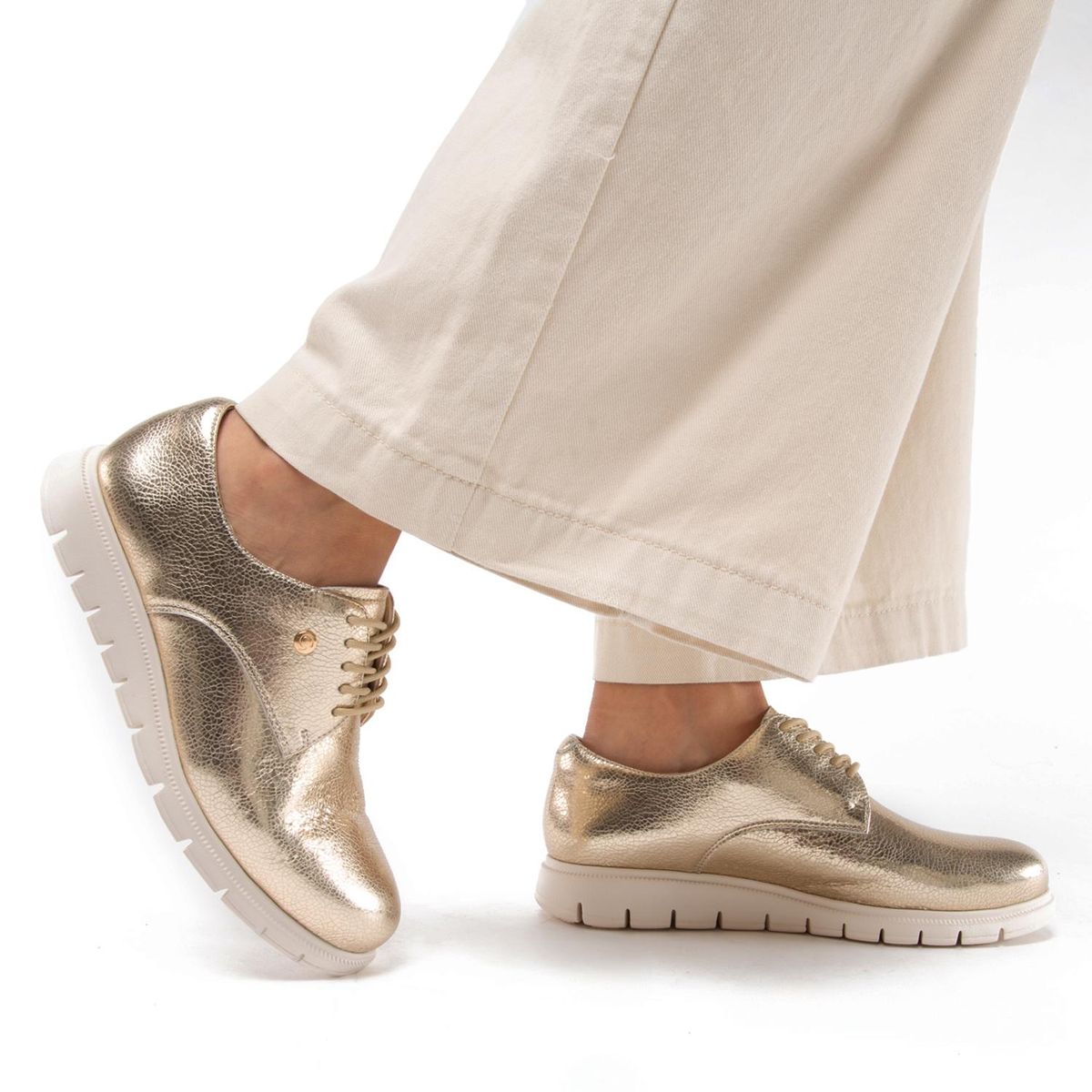 GACEL - Zapato de cuero mujer Gacel dorado Itati