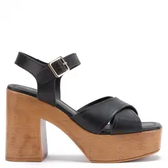 GACEL - Sandalia de cuero mujer Negro Flo