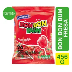 COLOMBINA - Bon Bon Bum Fresa - Chupetes (bolsa 24 Unid)