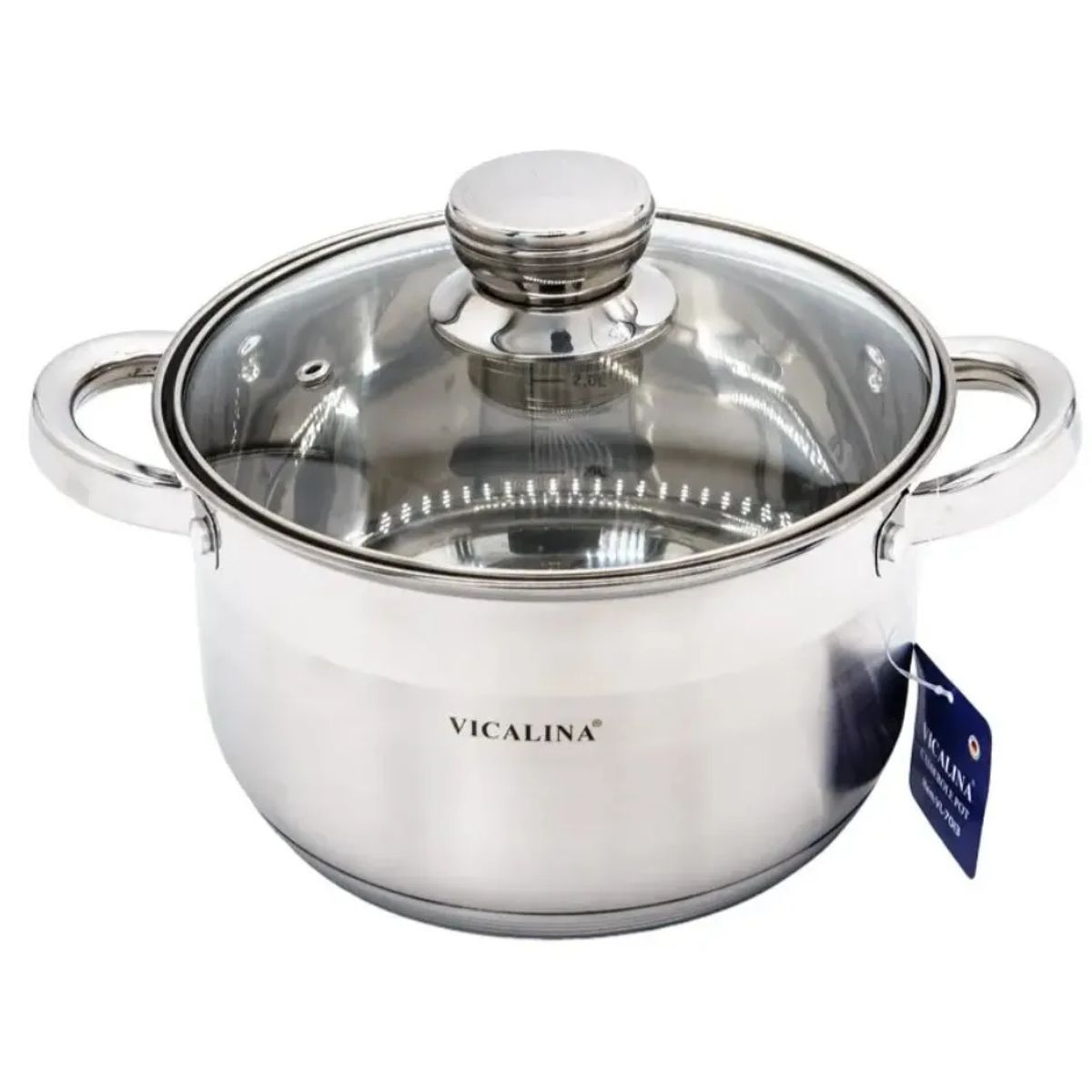 GENERAL - Olla Cacerola De Acero Con Tapa Vicalina Vl-7013 3,6lts 20cm Color Plateado