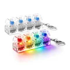 GENERICO - Llavero Antiestrés Fidget Clicker Teclado Mecánico 4 Teclas Con Luz LED RGB