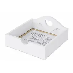 GENERICO - Servilletero De Madera Blanco Con Diseño De Corazón