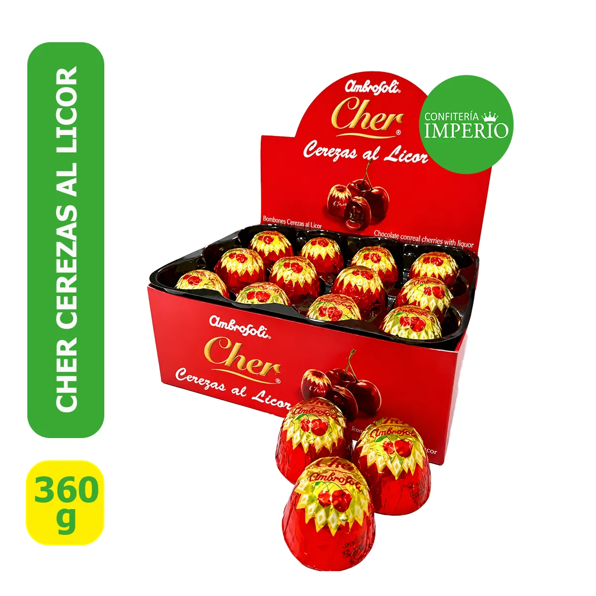 AMBROSOLI - Bombones Con Cerezas Al Licor 24un