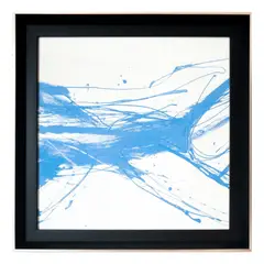 GENERICO - Cuadro Enmarcado Abstracto Trazo Azul Dinámico (53x53 Cm)