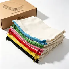 TSKY CHILE SHOPPING - Pack 20 Bolsitas De Crea Algodón 20x15cm Bolsas Multiuso Con Cordón Para Recuerdos Regalos