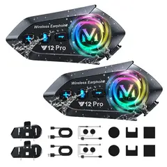 GENERICO - Intercomunicador Bluetooth 5.4 para Casco de Moto Doble Pack Modelo Negro