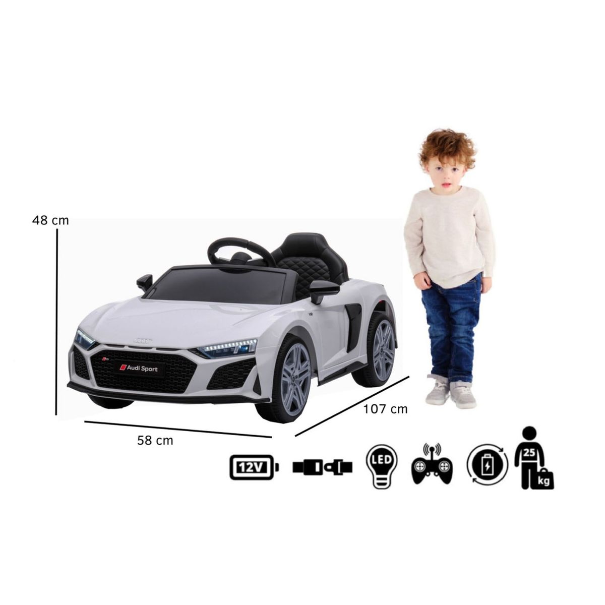 KIDSCOOL - Autos A Batería Audi R8 Spyder Blanco Kidscool