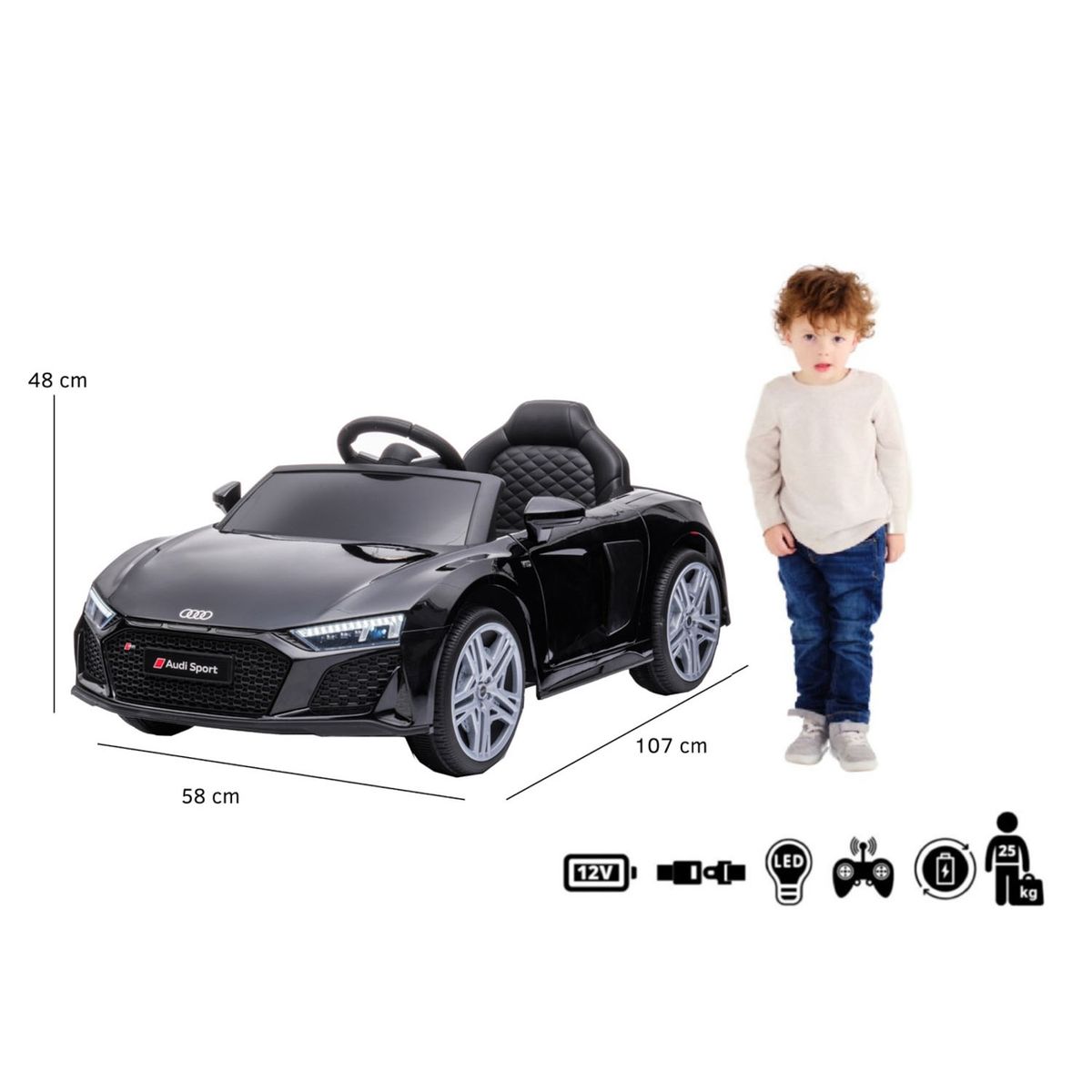 KIDSCOOL - Auto A Batería Audi Negro Kidscool