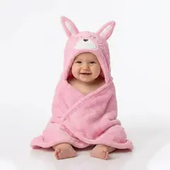BABYMINE - Toalla Para Bebé Con Capucha Conejo Rosado -