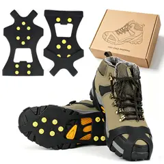 TSKY CHILE SHOPPING - Crampones Antideslizantes Para Nieve Y Hielo 10 Puntas Cubre Zapatos Botas Talla XL 40-45 Negro