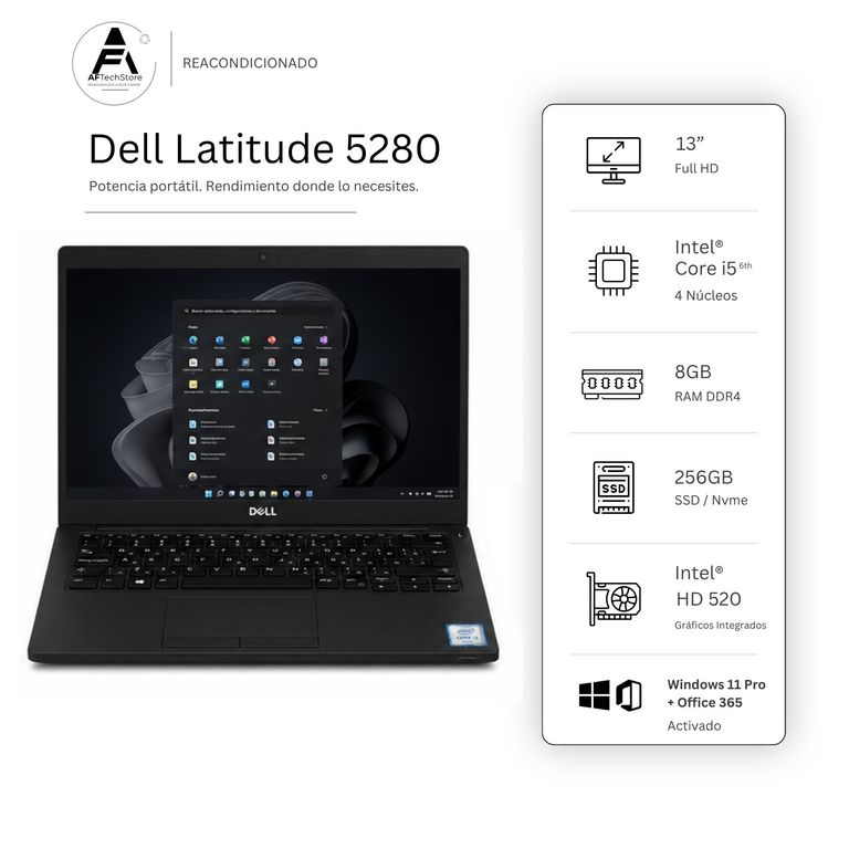 DELL Notebook 5480 I5 6th 8GB 256GB - Win11 Office - Reacondicionado Profesional