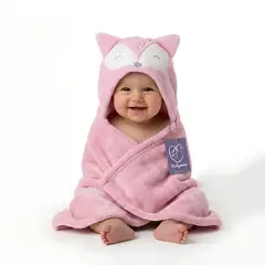 BABYMINE - Toalla Para Bebé Con Capucha Zorrito Rosado -