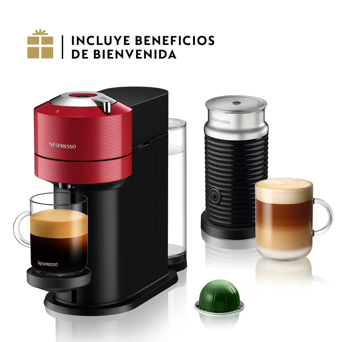 NESPRESSO - Cafetera Vertuo Next + Espumador de Leche