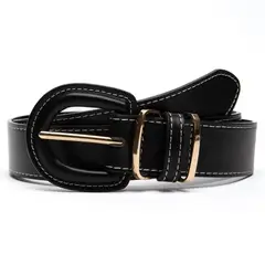 GACEL - Cinturon mujer negro ancho 30mm