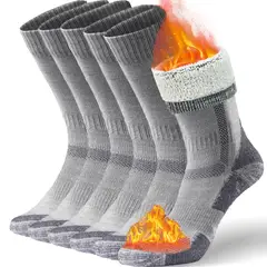 GENERICO - 3 Pares Calcetines De Lana Merina Para Hombres Térmico Deportivo Para Senderismo Gris