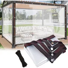 AMBM SHOP - 3x4 Metros Lona Transparente Resistentes Con Ojales Impermeable + 10m Cuerda