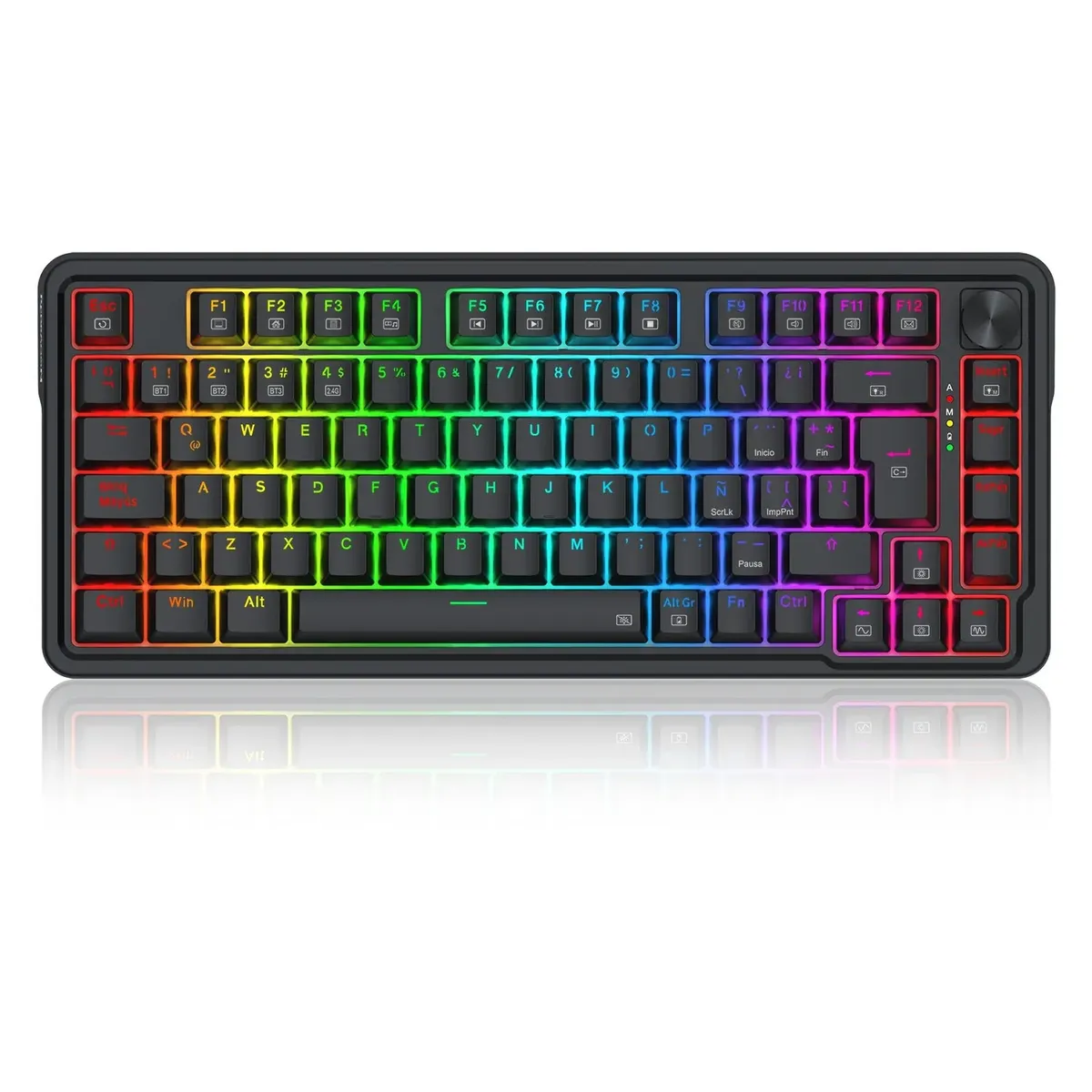 REDRAGON - Teclado Mecánico Gamer Redragon Ucal Pro K673 Chroma RGB Switch Red Compacto 75% Negro Español