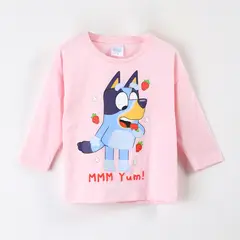 BLUEY - Polera Manga Larga Niña Frutillas Rosado