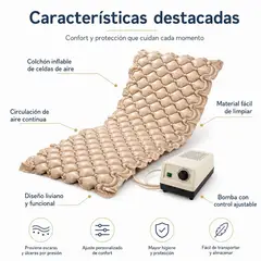 GENER - Colchón Antiescaras inflable Con Motor de aire silencioso 1 Plaza