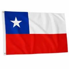 GENERICO - Bandera de Chile 100x150 cm Rectangular Bordada con 3 Ojales