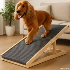 GENERICO - Rampa Perros Escalera Mascotas Ajustable Antideslizante Madera Premium