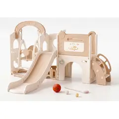KIDSCOOL - Resbalín Columpio Centro de Juegos 9 en 1 Blanco