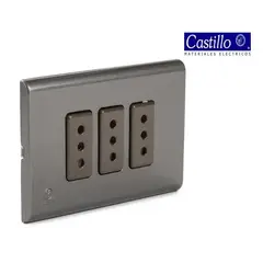 INDUSTRIA CASTILLO LTDA - Toma Corriente Triple Embutida 10A-250V - Color Grafito - Industria Castillo