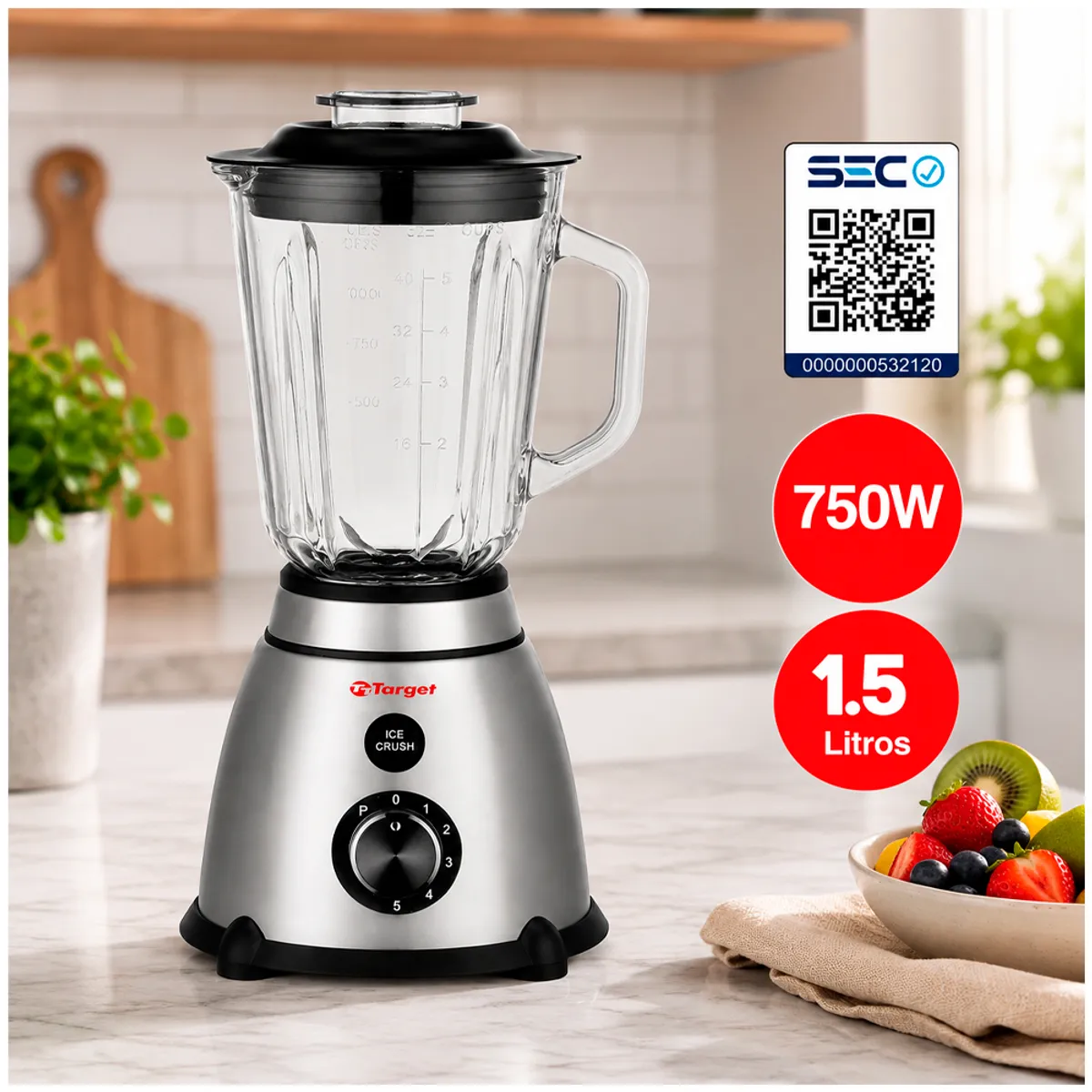 TARGET - Licuadora Target Blender Pro Jarra De Vidrio 750w 1.5lt Certificada SEC