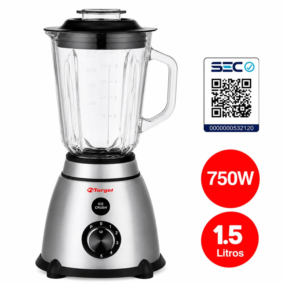 TARGET - Licuadora Target Blender Pro Jarra De Vidrio 750w 1.5lt Certificada SEC