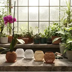 GENERICO - Maceta Para Orquideas Blanco + Sustrato Mix Orquidea 2 Litros