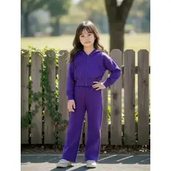 AGW - Conjunto Buzo Niña Polerón Crop Top Y Pantalon Palazzo