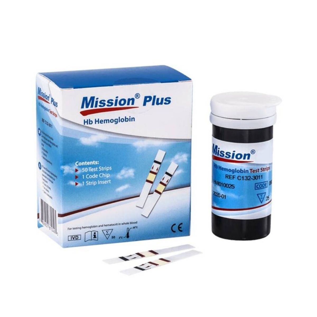 ACON - Cintas (Tiras) Reactivas Medidor Hemoglobina Mission HB x 50