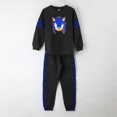 SONIC - Conjunto Buzo Niño Ajedrez Negro