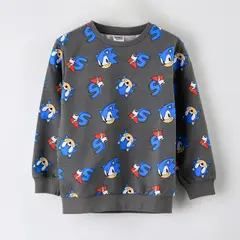 SONIC - Polerón Cerrado Niño Full Print Gris