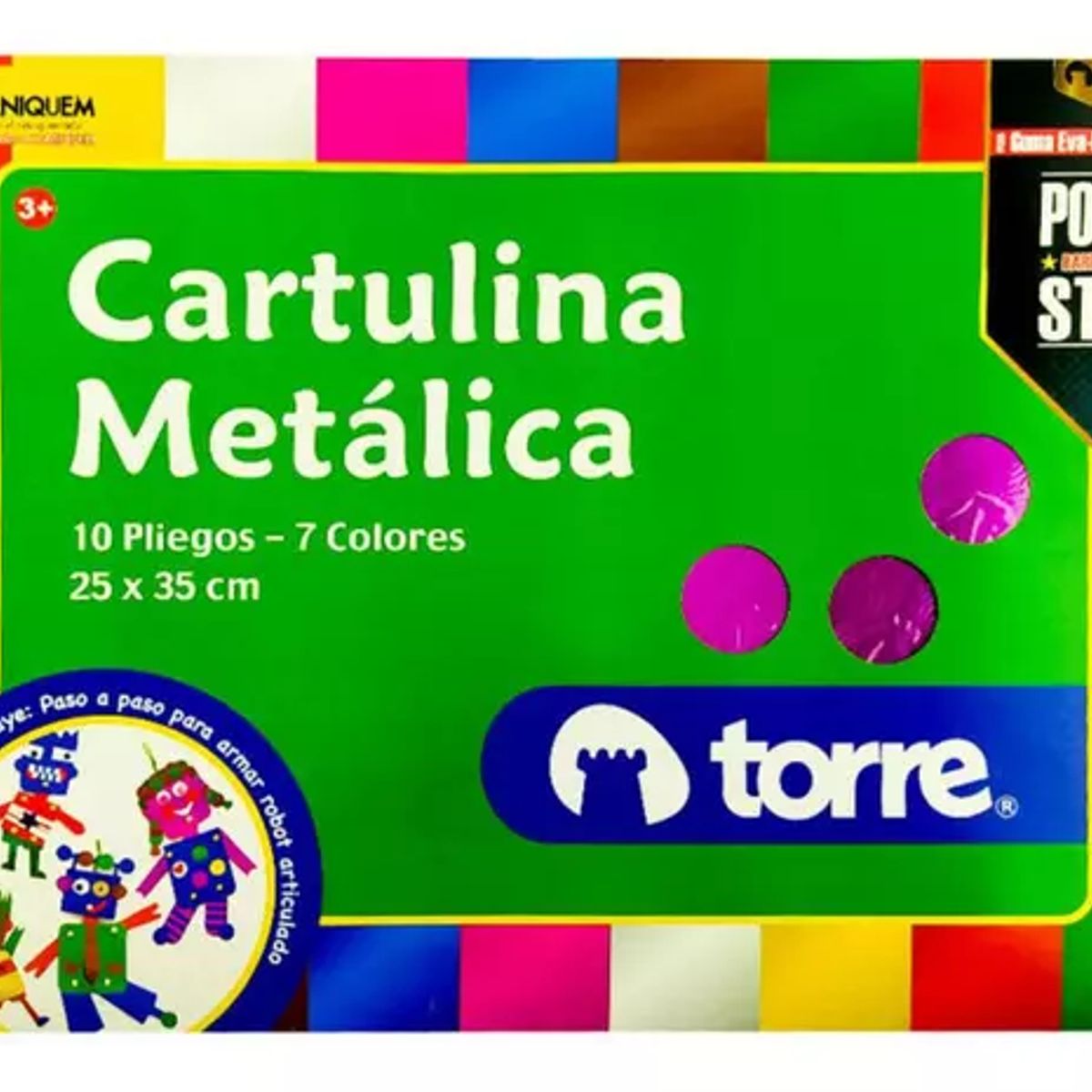 TORRE - Sobre Cartulina Metálica Torre 10 Pliegos - 7 Colores