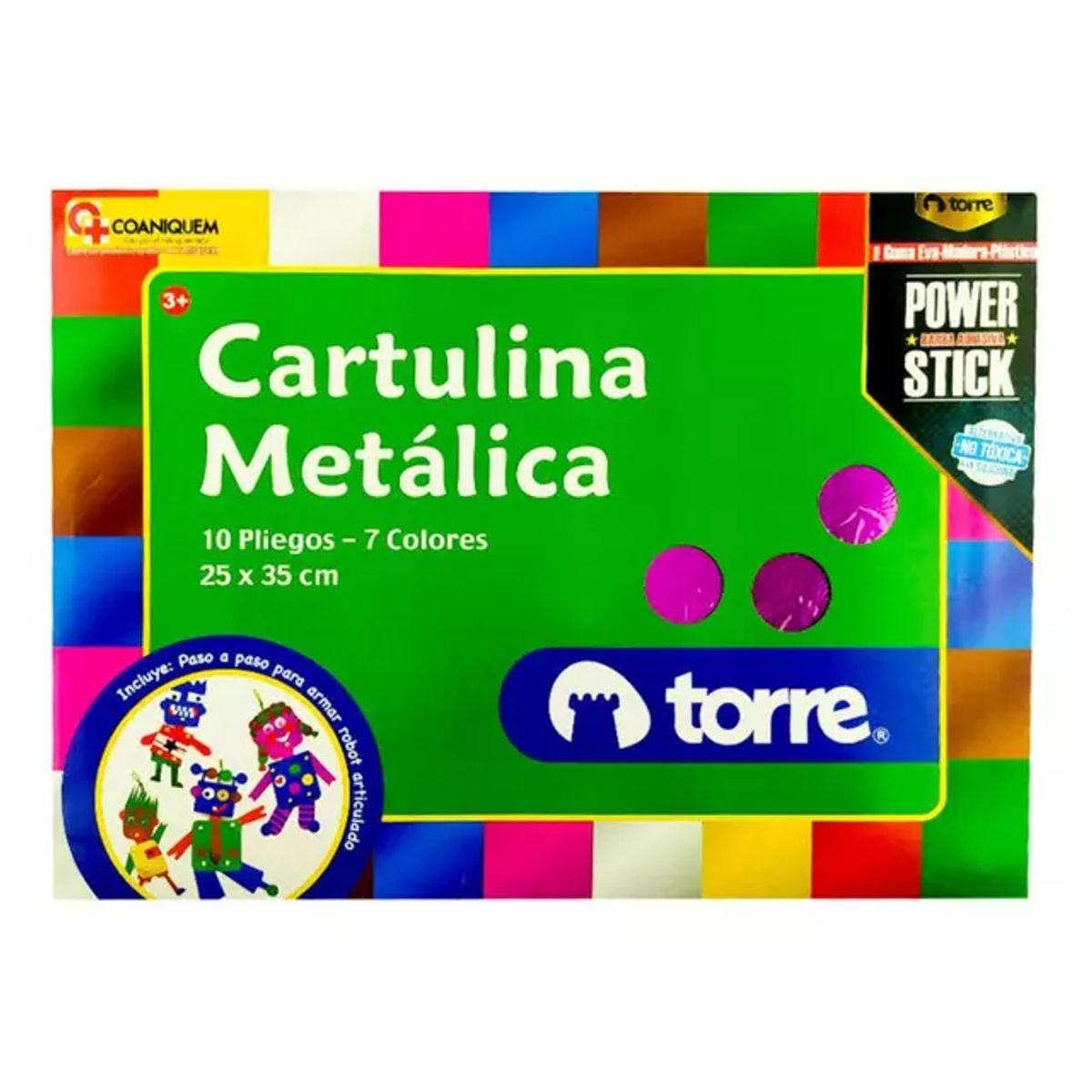 TORRE - Sobre Cartulina Metálica Torre 10 Pliegos - 7 Colores