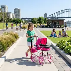 MYLHOGAR - Coche De Muñecas Estilo Clásico Con Accesorios Bolso Y Canasto